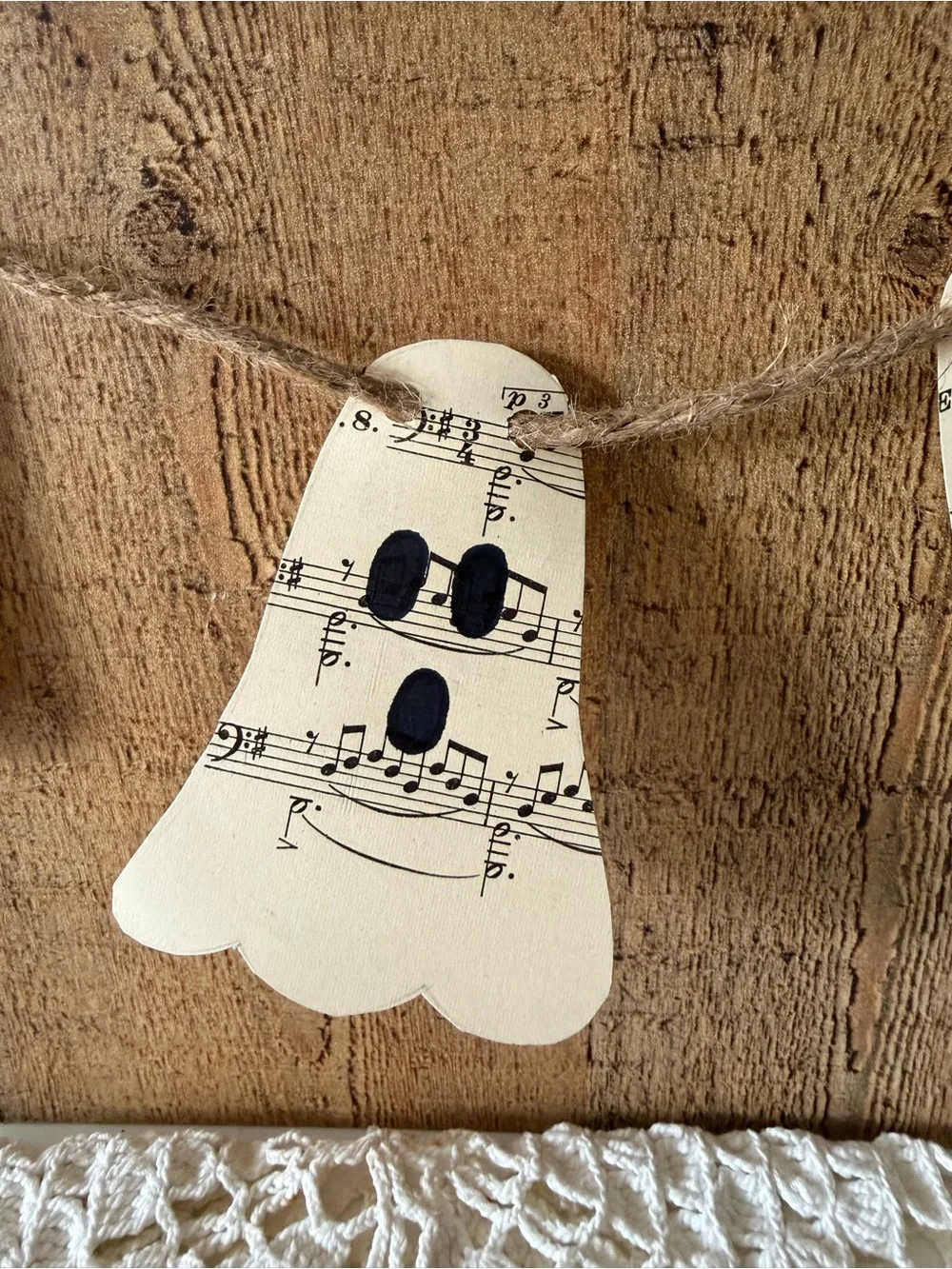 Handmade Rustic Cream Ghost Garland Holiday Decor